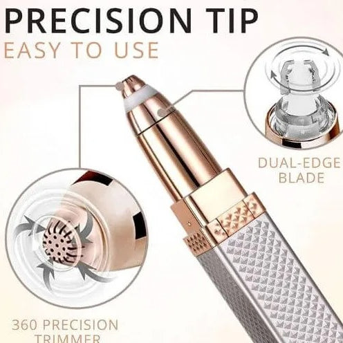 2-in-1 Flawless Hair Remover & Eyebrow Trimmer – Portable Electric Facial Hair Trimmer for Women | Painless & Rechargeable (Plastic Body)