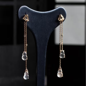 Women's Jewelry Inlaid Imitation Chalcedony Ear Studs Plated S925 Silver Imitation Jade Gourd High Ice Earrings