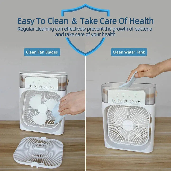10-Inch Desktop Humidifier Fan – Portable Mist Cooling Fan with LED Light and Timer