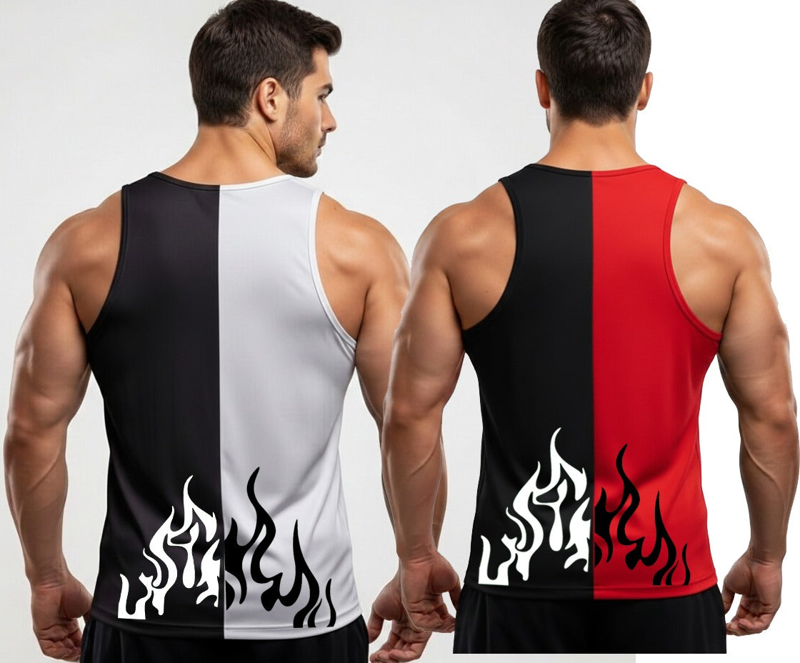 Pack of 2 Printed Top Tank Sando for Men and Boys | Stylish Panel Gym & Summer Wear L