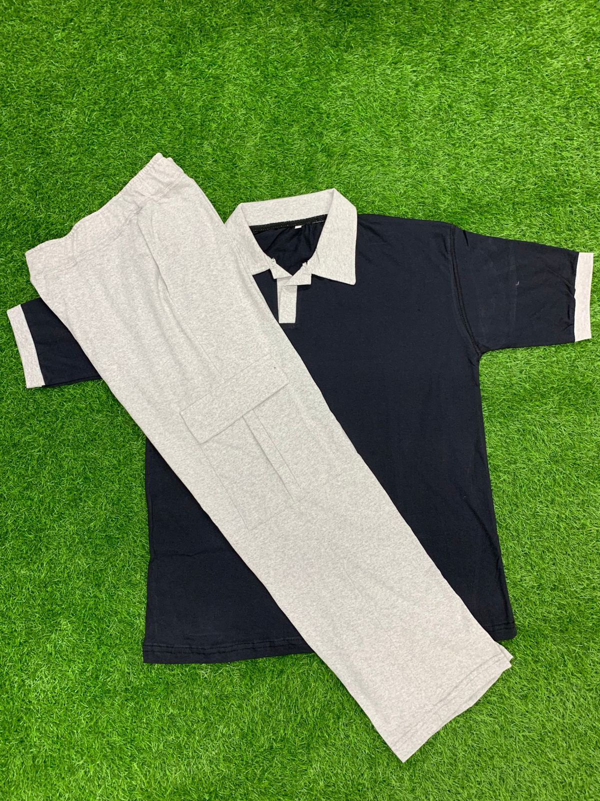 Men’s Stylish Track Suit – Premium Polo T-Shirt & Soft Cargo Trouser Set Large