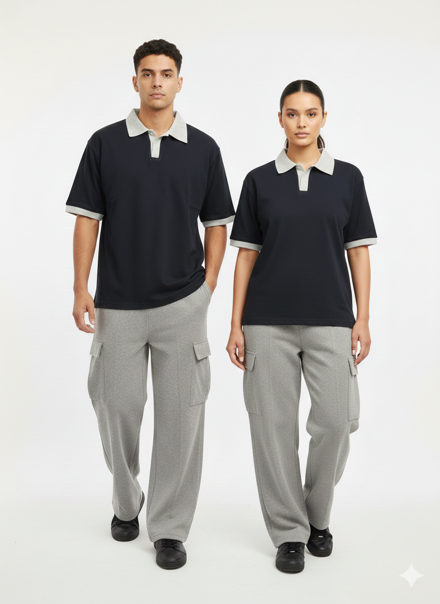 Men’s Stylish Track Suit – Premium Polo T-Shirt & Soft Cargo Trouser Set Large