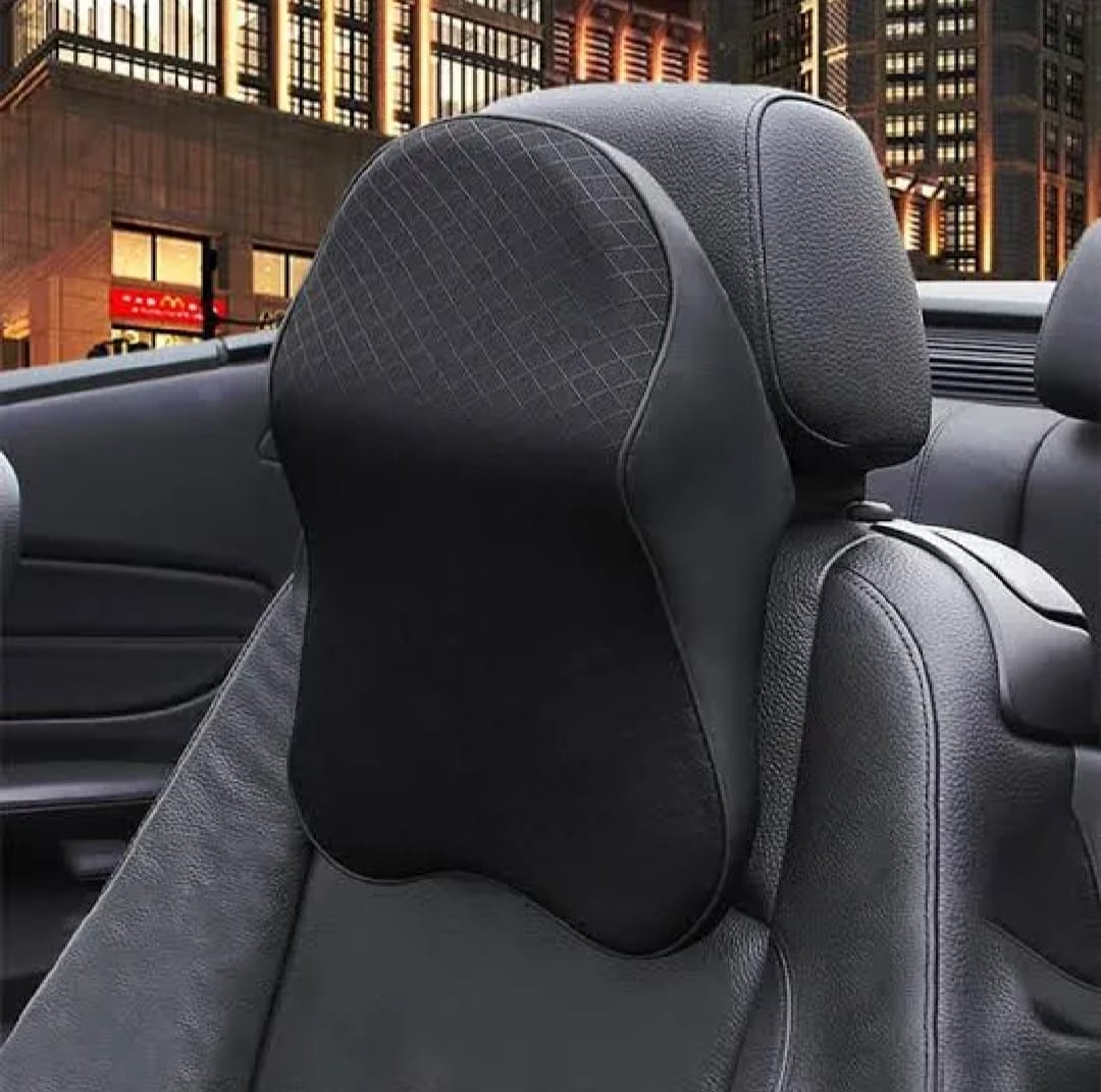 Universal Car Neck Seat Pillow – Soft Memory Foam Headrest (Beige)