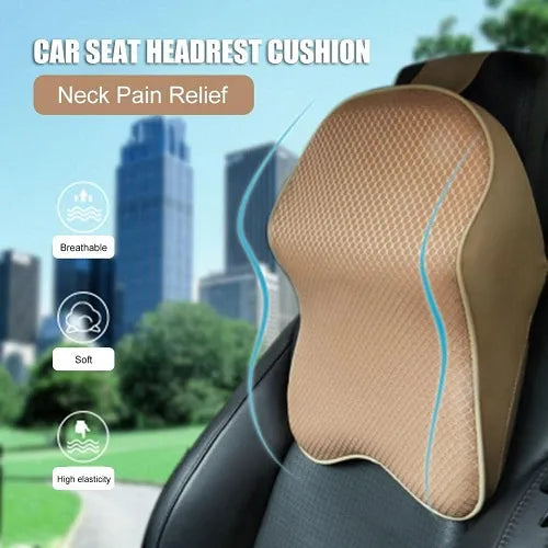 Universal Car Neck Seat Pillow – Soft Memory Foam Headrest (Beige)