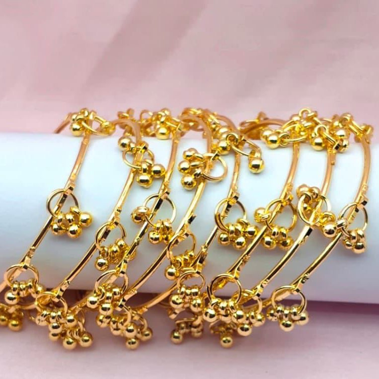 Kashmiri Chudi – Traditional Ethnic Bangles with Vibrant Colors and Intricate Designs | Size : 2.4 | Golden | Pack of 4