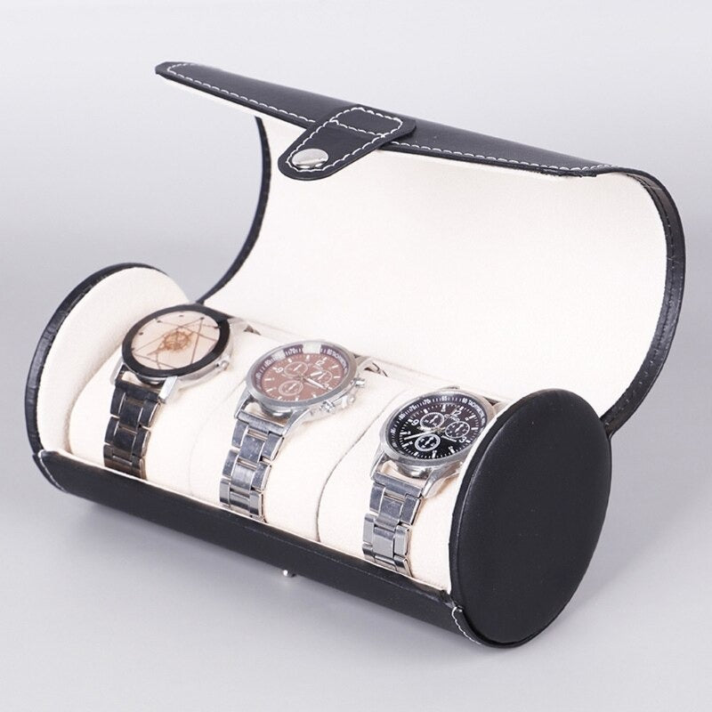 3 Slot Wristwatch Bracelet Organizer Travel Pouch Portable PU Watch Display Storage Gift Roll Case ( Random Color)