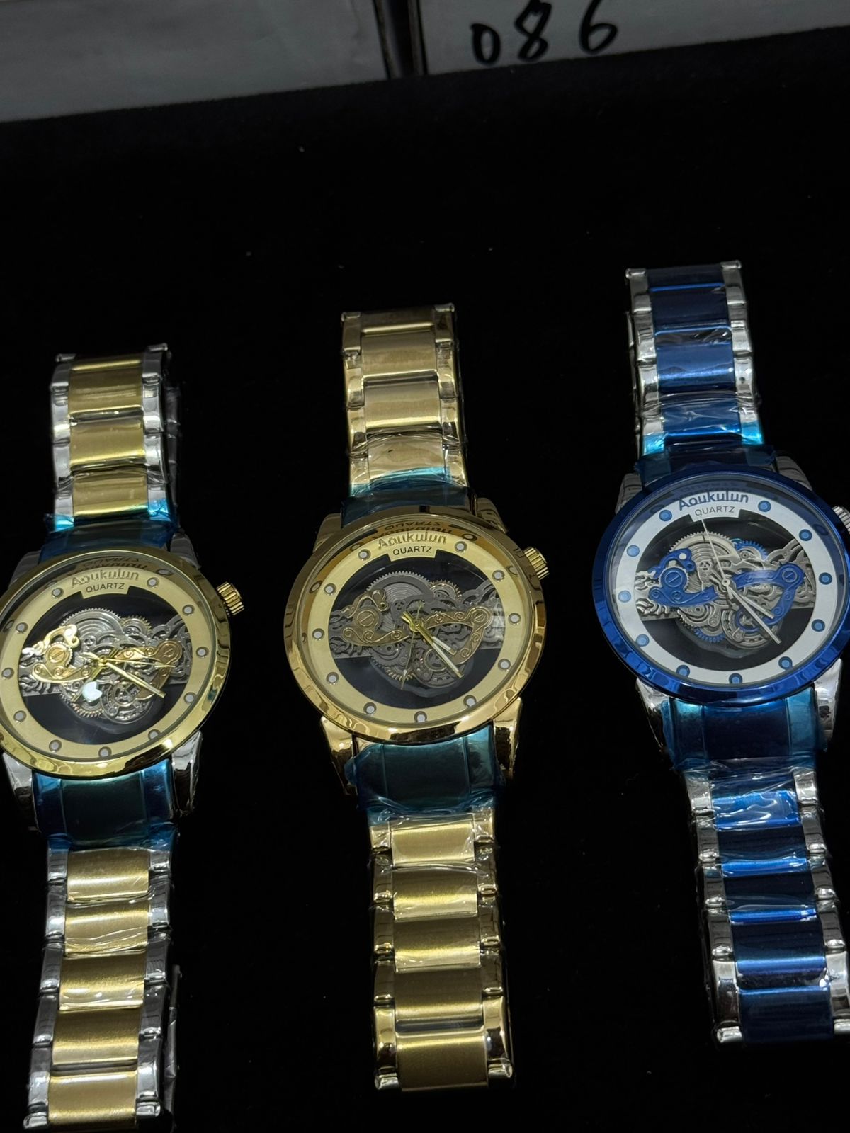 Luxury Skeleton Dial Quartz Watch For Men Elegant Stainless Steel Design | Blue And Silver