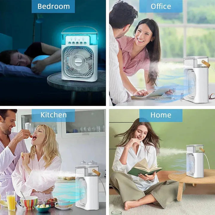10-Inch Desktop Humidifier Fan – Portable Mist Cooling Fan with LED Light and Timer