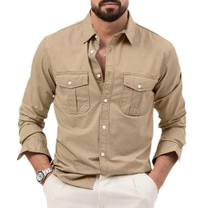 Mens Casual Long-sleeve Shirt Top