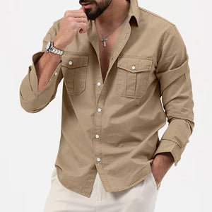 Mens Casual Long-sleeve Shirt Top
