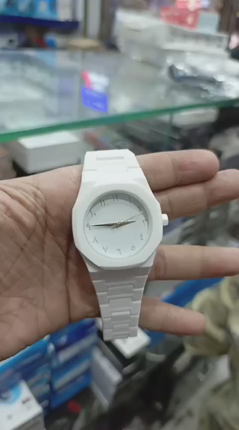 Full White Aura Watch Stylish Design Compact Build