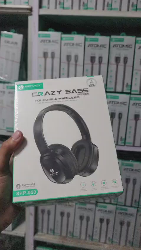 SOVO Crazy-Bass SHP-550 Wireless Headphones with Deep Bass, Bluetooth Connectivity, Long Battery Life and Comfortable Over-Ear Design
