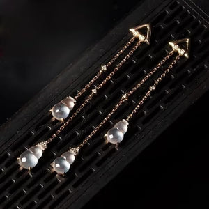 Women's Jewelry Inlaid Imitation Chalcedony Ear Studs Plated S925 Silver Imitation Jade Gourd High Ice Earrings