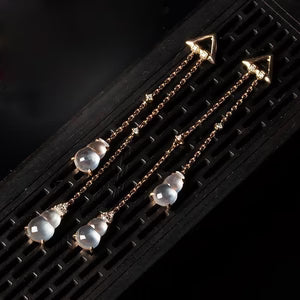 Women's Jewelry Inlaid Imitation Chalcedony Ear Studs Plated S925 Silver Imitation Jade Gourd High Ice Earrings